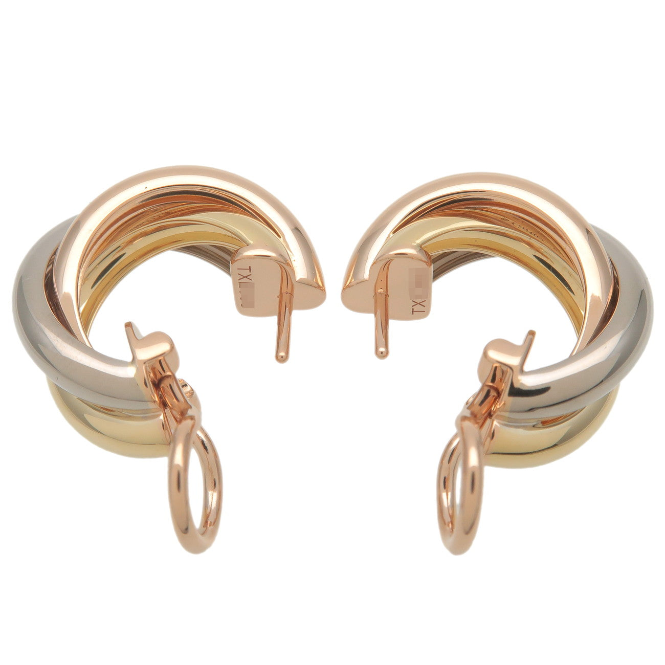 Cartier Trinity Earrings K18 750 Yellow Gold White Gold Rose Gold