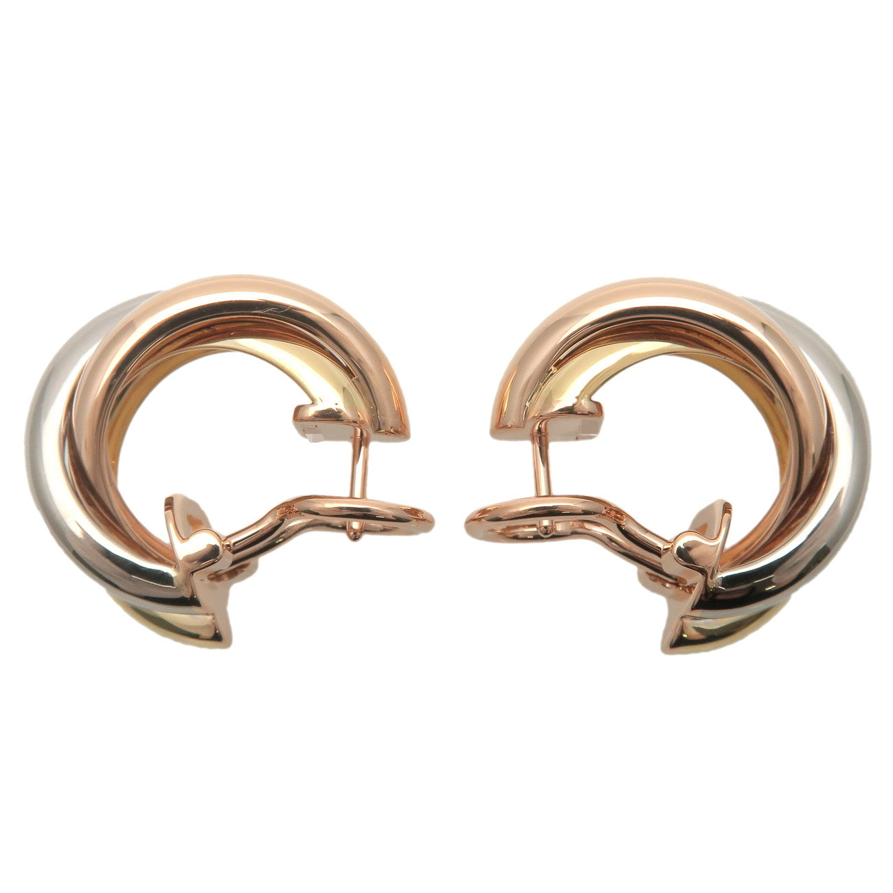 Cartier Trinity Earrings K18 750 Yellow Gold White Gold Rose Gold