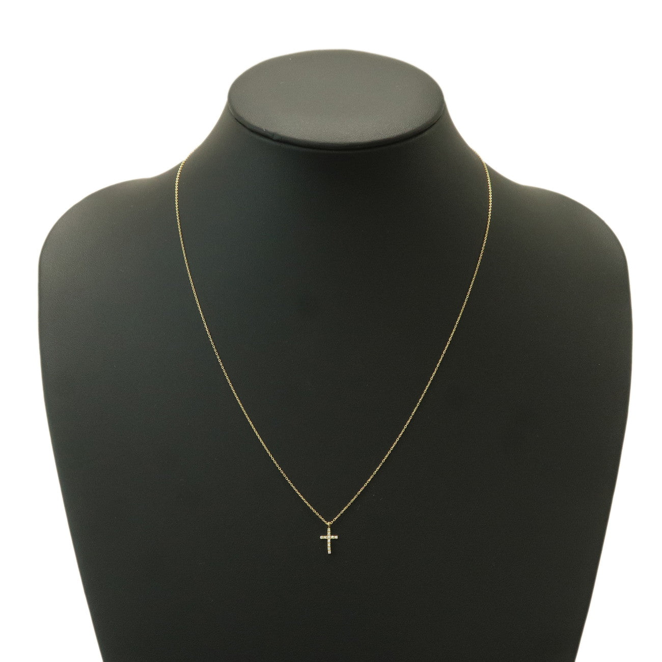 ete 11P Diamond Cross Necklace K18YG 750YG Yellow Gold