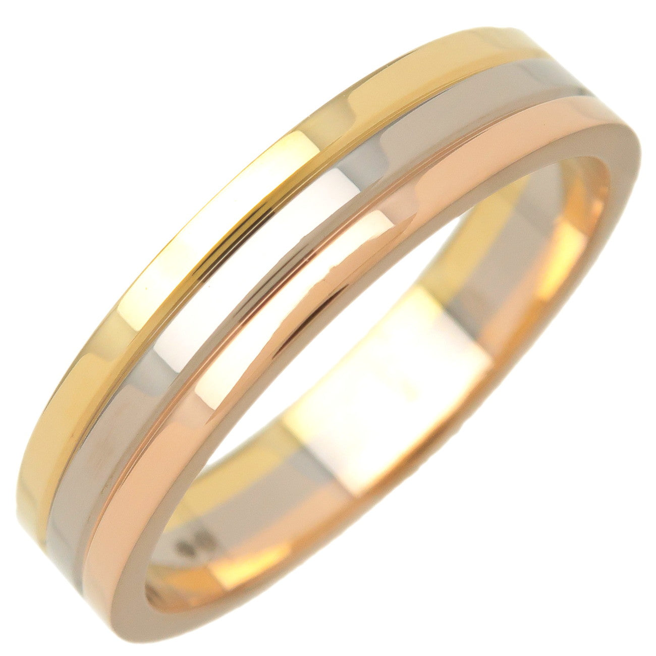 Cartier-Vendome-Three-Color-Ring-K18-750YG/WG/PG-#62-US10-10.5