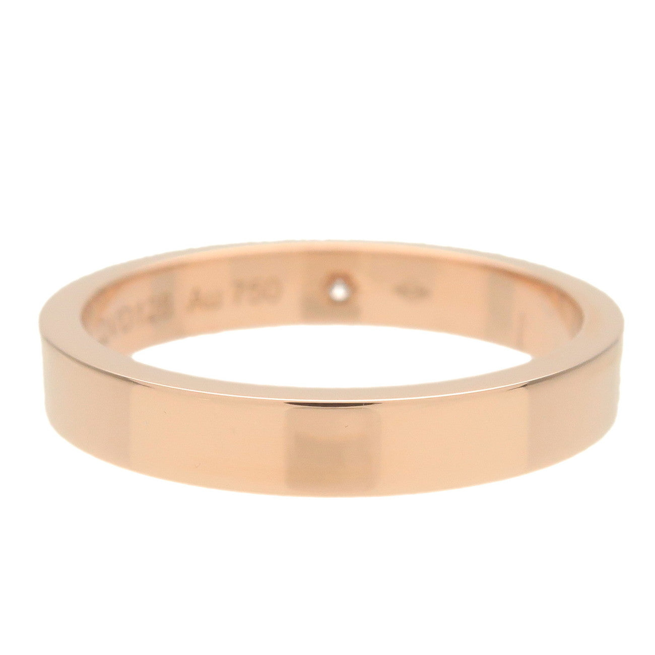 Cartier Engraved 1P Diamond Ring K18 Rose Gold #50 US5-5.5