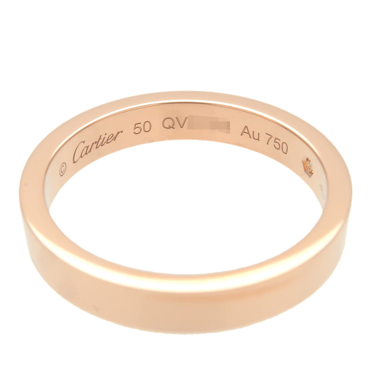 Cartier Engraved 1P Diamond Ring K18 Rose Gold #50 US5-5.5