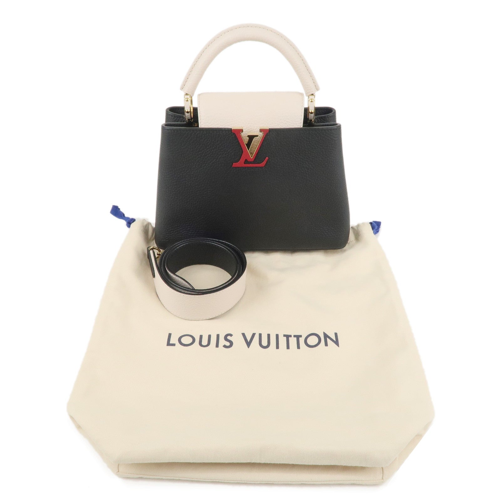 Louis Vuitton Capucines BB 2Way Bag Hand Bag Black Ivory M21043