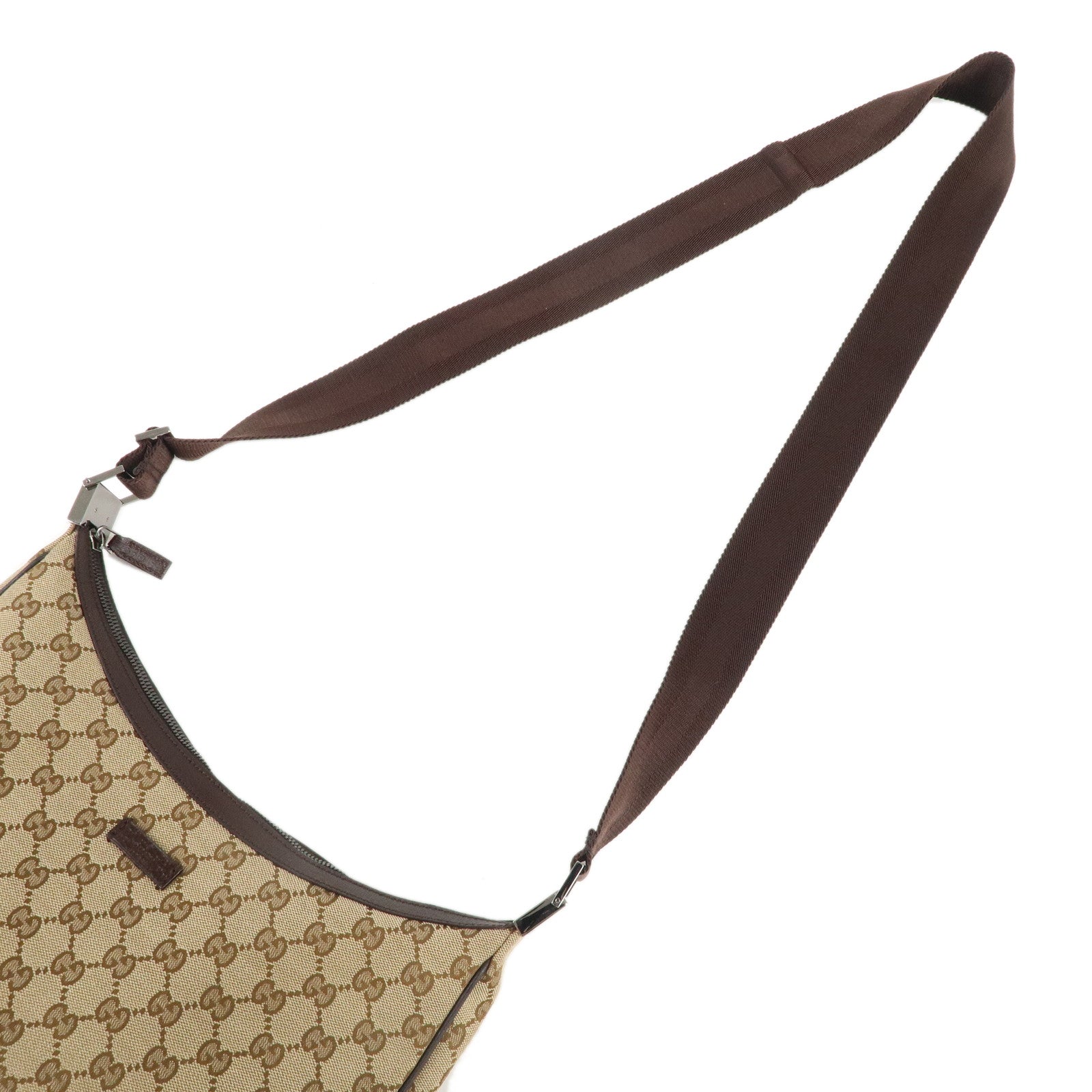 GUCCI GG Canvas Leather Shoulder Crossbody Bag Beige Brown 122790