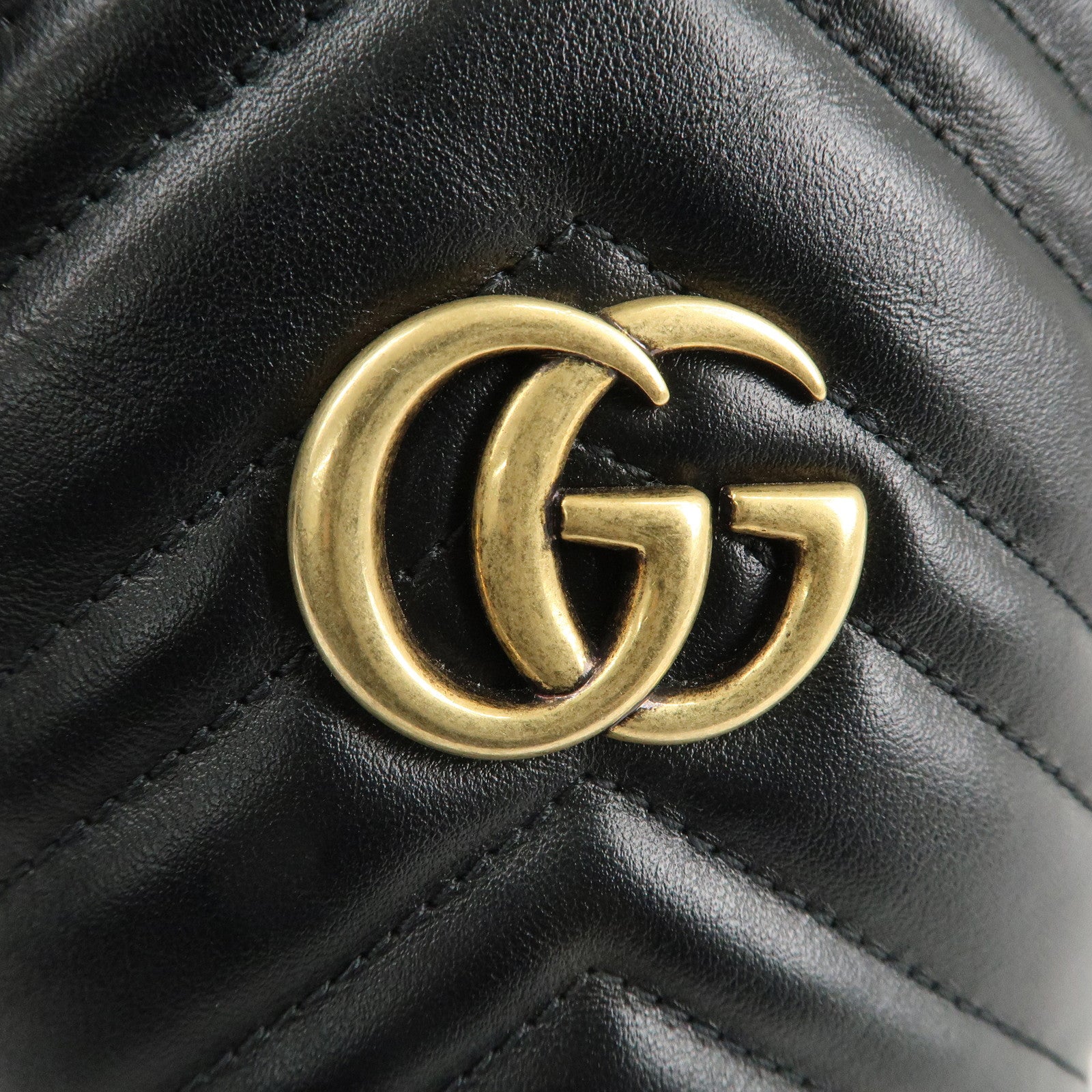 GUCCI GG Marmont Leather Mini Bucket Bag Shoulder Bag Black 575163