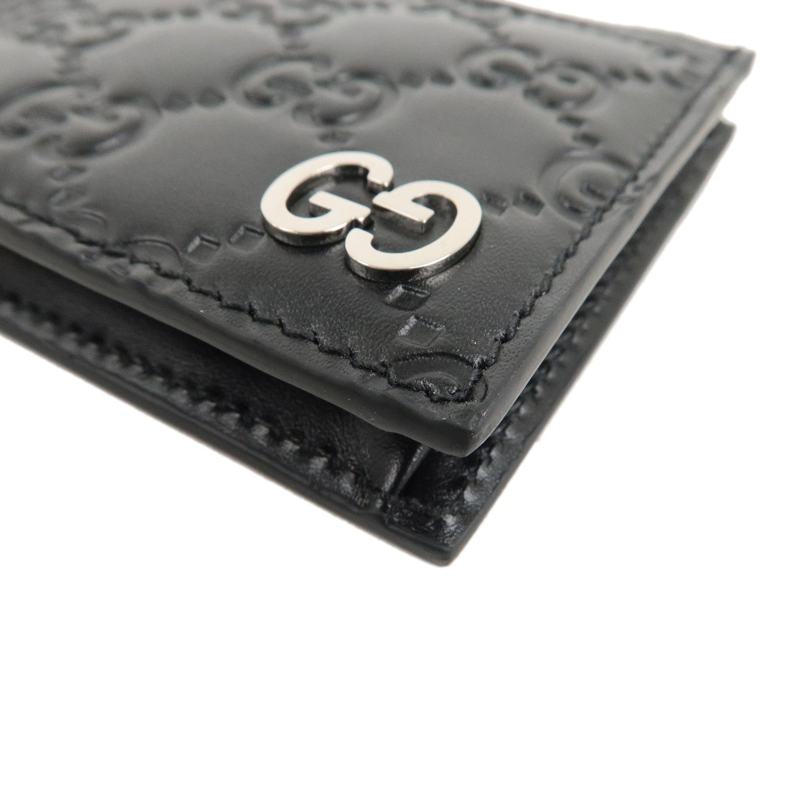 GUCCI Dorian Leather Fragment Case Card Case Black 597560