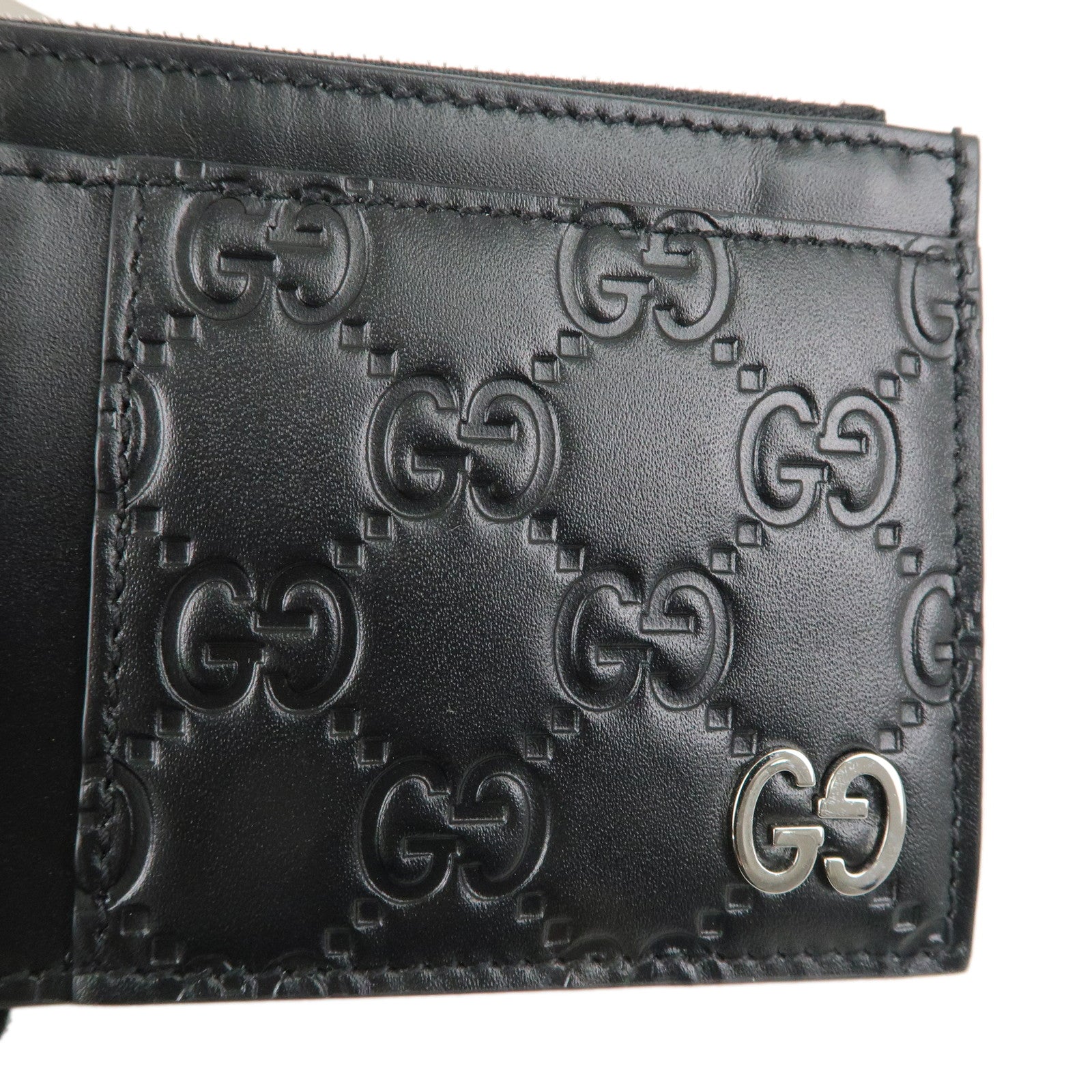 GUCCI Dorian Leather Fragment Case Card Case Black 597560