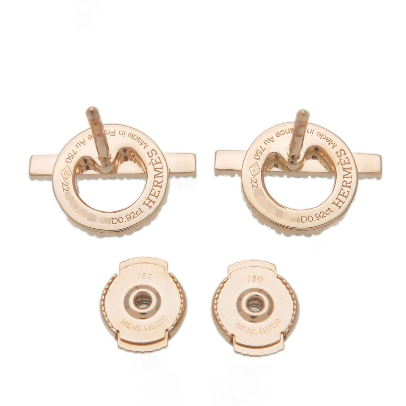 HERMES Finesse Diamond Earring  0.92ct K18 750PG Rose Gold