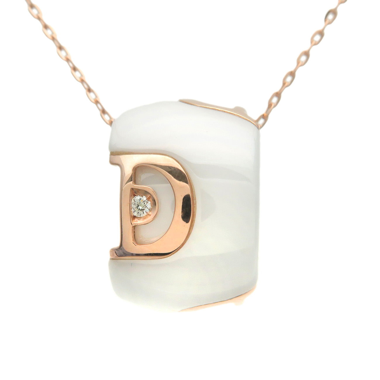 DAMIANI-D-Icon-1P-Diamond-Necklace-K18PG-750PG-Ceramic-Rose-Gold