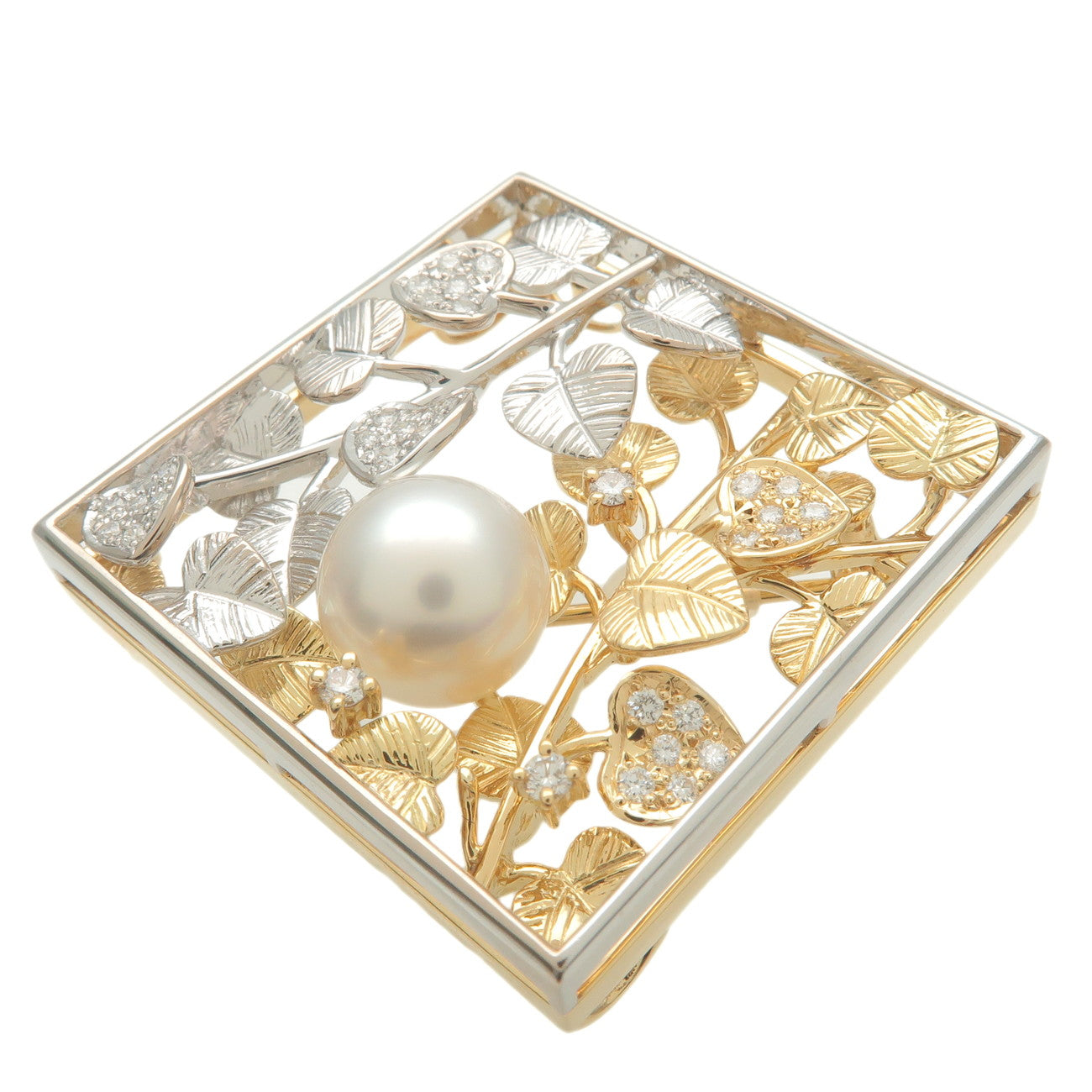 MIKIMOTO Pearl Diamond Brooch Pearl 9.5mm K18 750YG/WG