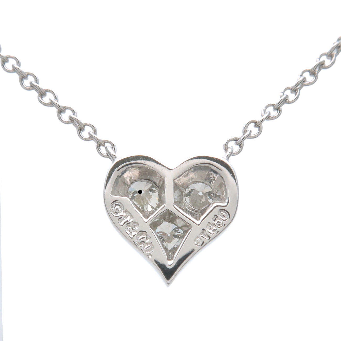 Tiffany&Co. Sentimental Heart 3P Diamond Necklace PT950 Platinum