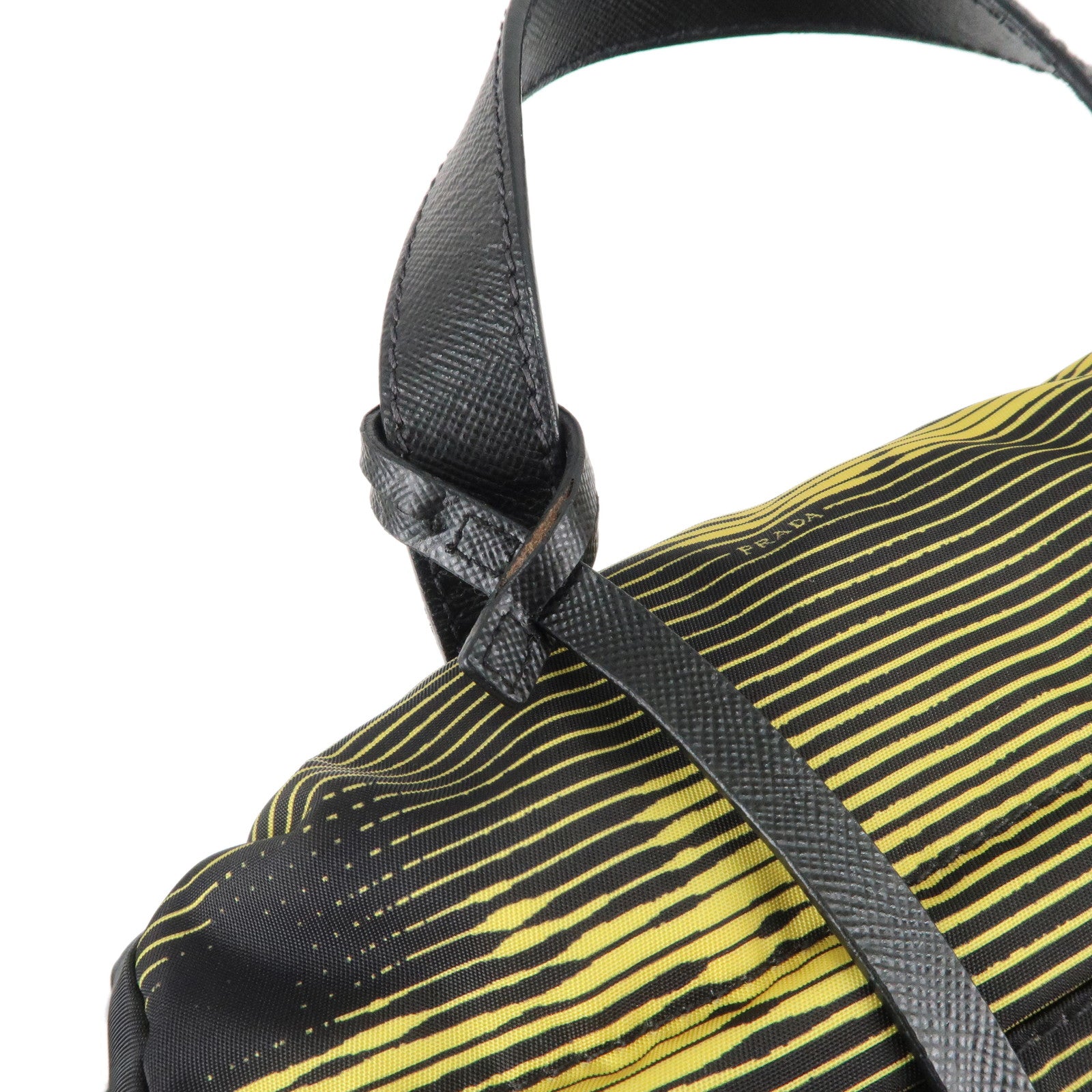 PRADA Saffiano Nylon Leather Backpack Rucksack Black Yellow