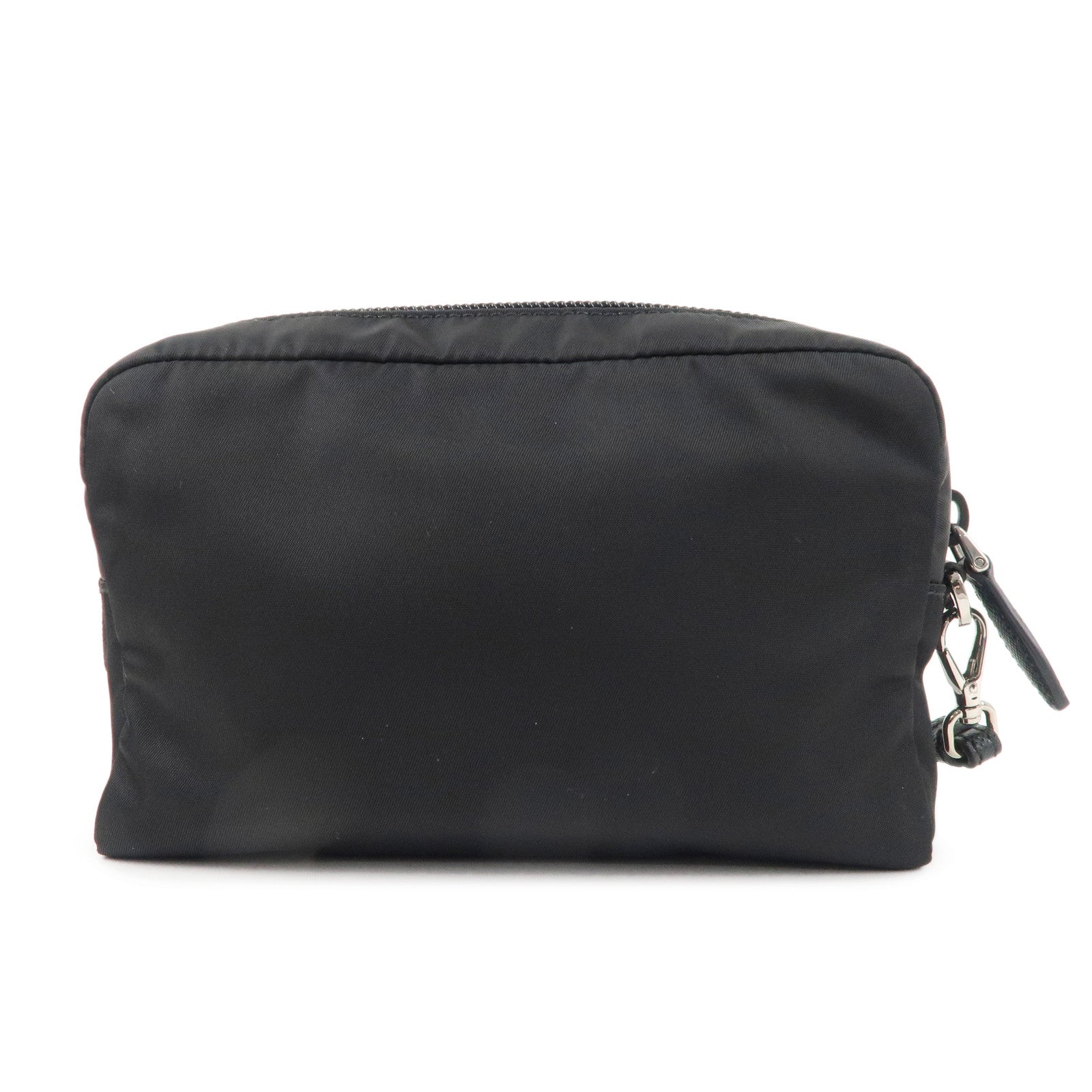 PRADA Nylon Leather Cosmetic Pouch Black 1NS021 Black