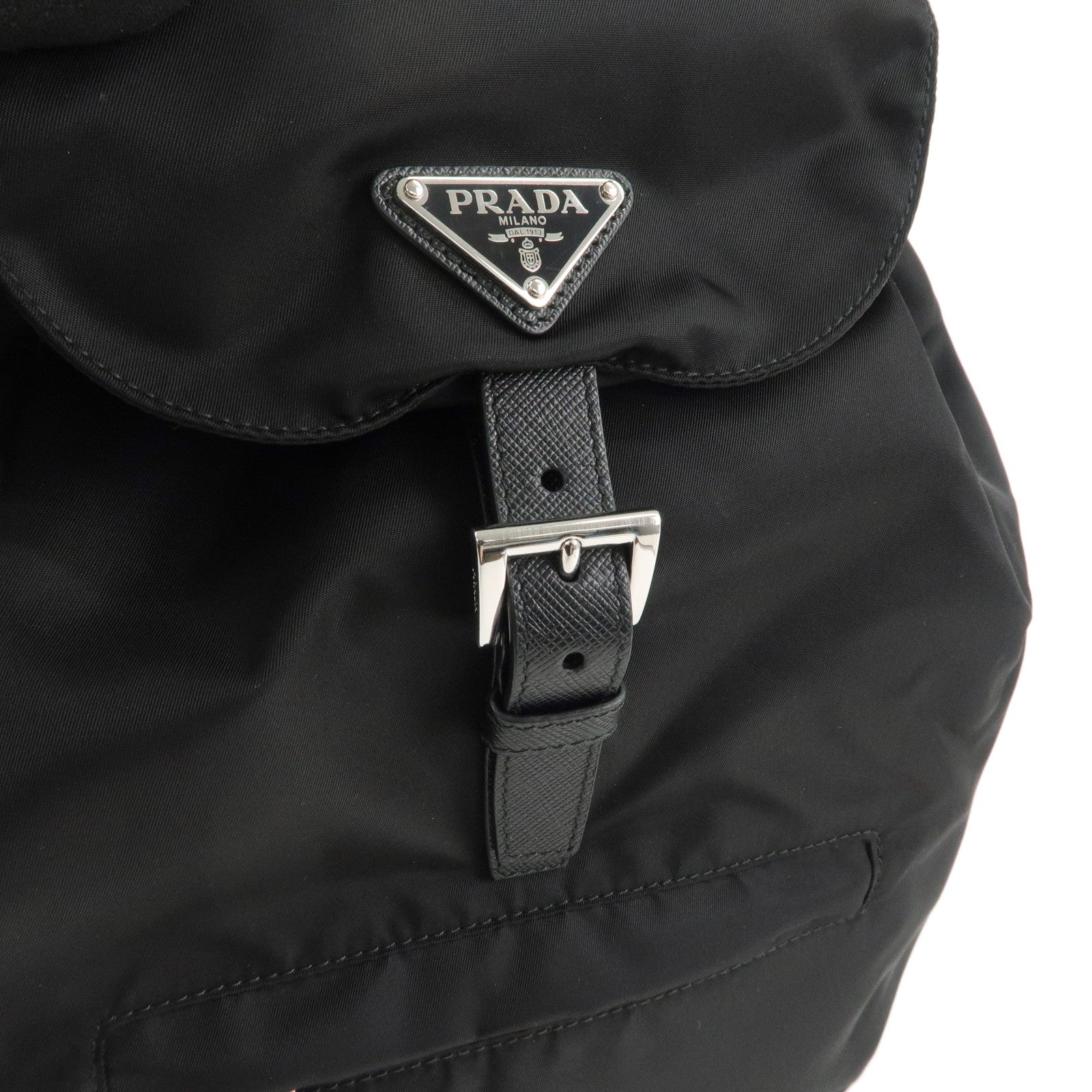 PRADA Nylon Leather Backpack Black 1BZ032