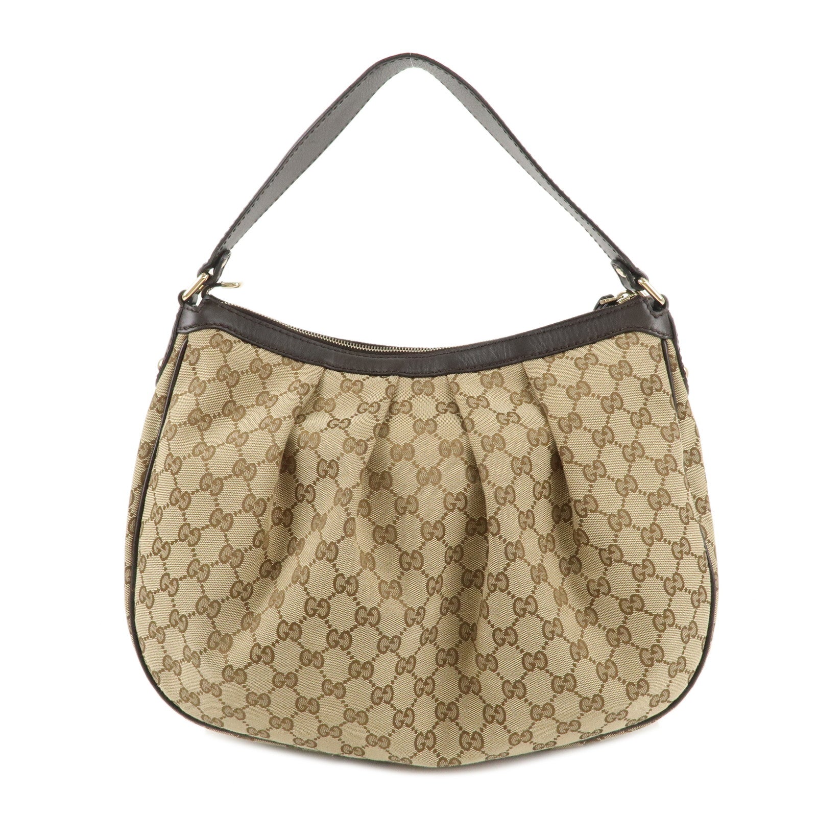 GUCCI Sukey GG Canvas Leather Shoulder Bag Beige Brown 232955