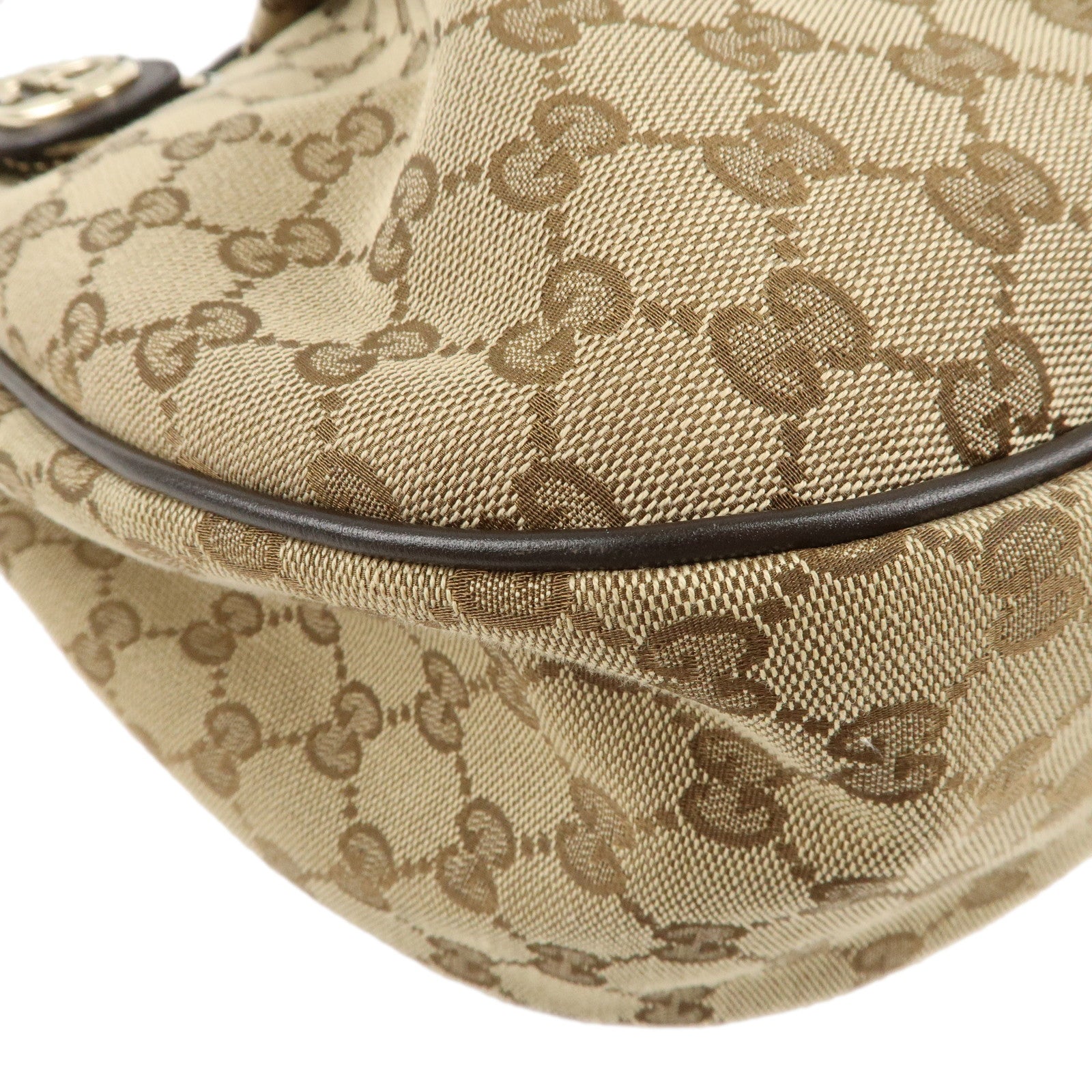 GUCCI Sukey GG Canvas Leather Shoulder Bag Beige Brown 232955