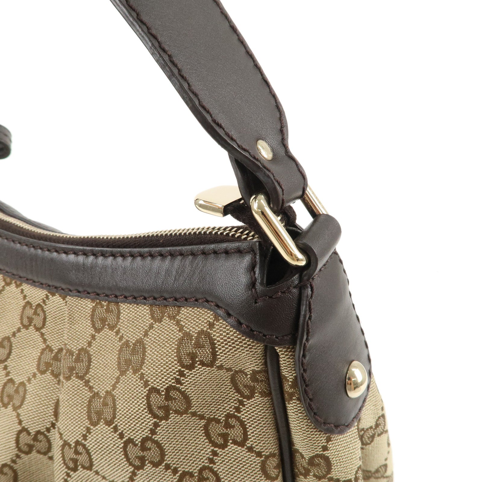 GUCCI Sukey GG Canvas Leather Shoulder Bag Beige Brown 232955