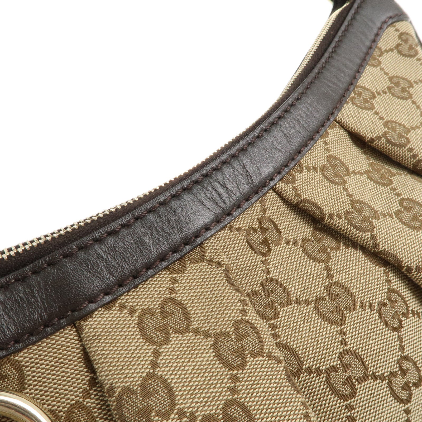 GUCCI Sukey GG Canvas Leather Shoulder Bag Beige Brown 232955