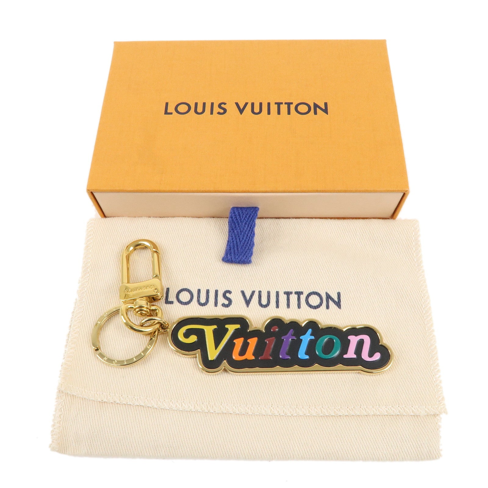 LOUIS VUITTON Porte Cles Vuitton New Wave Key Chain Gold M63747