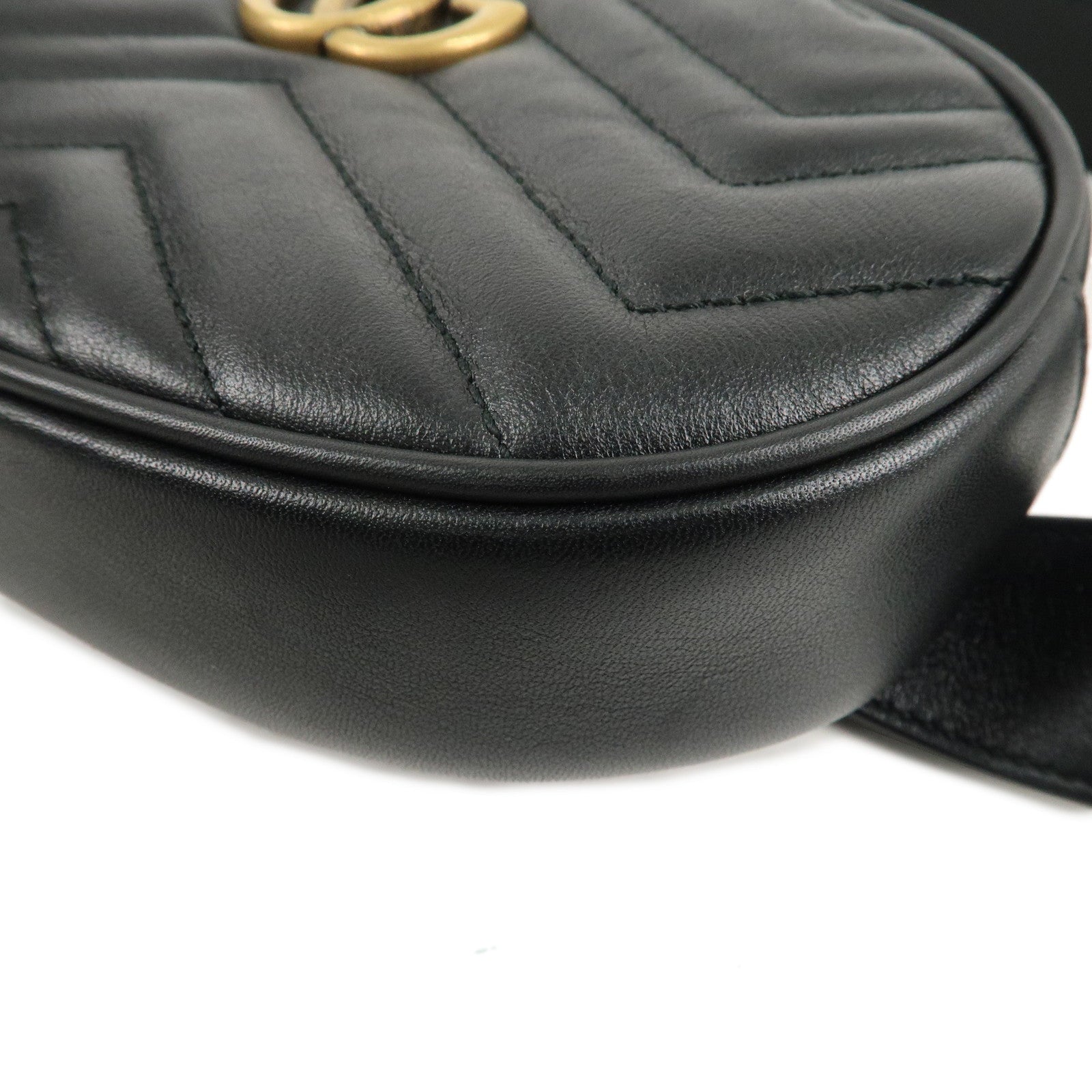 GUCCI GG Marmont Leather Waist Bag Crosbody Bag Black 476434