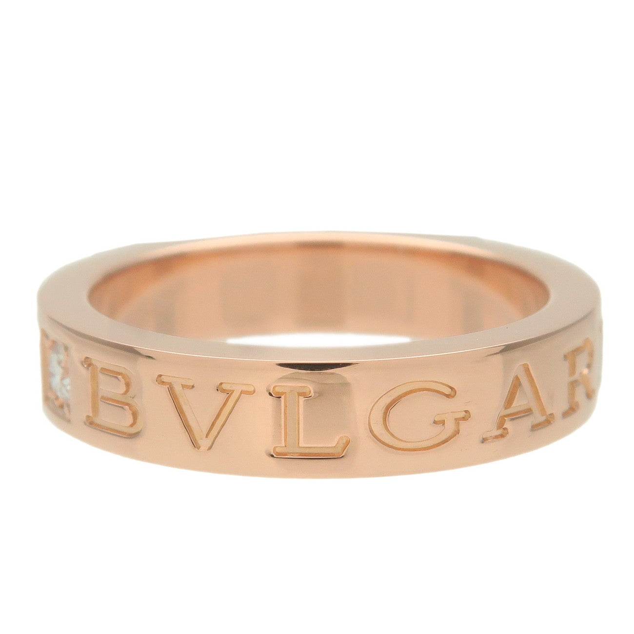 BVLGARI Double Logo 1P Diamond Ring K18 750PG Rose Gold US5.5 EU50