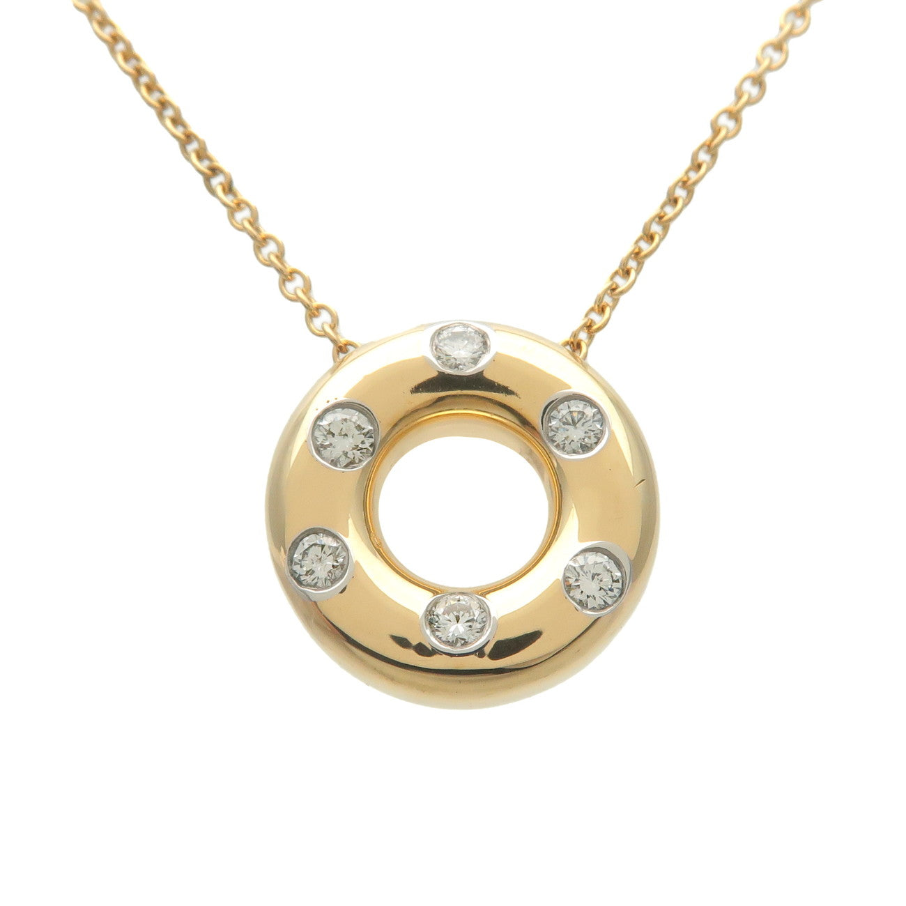 Tiffany&Co.-Dots-Circle-6P-Diamond-Necklace-K18-750YG-PT950