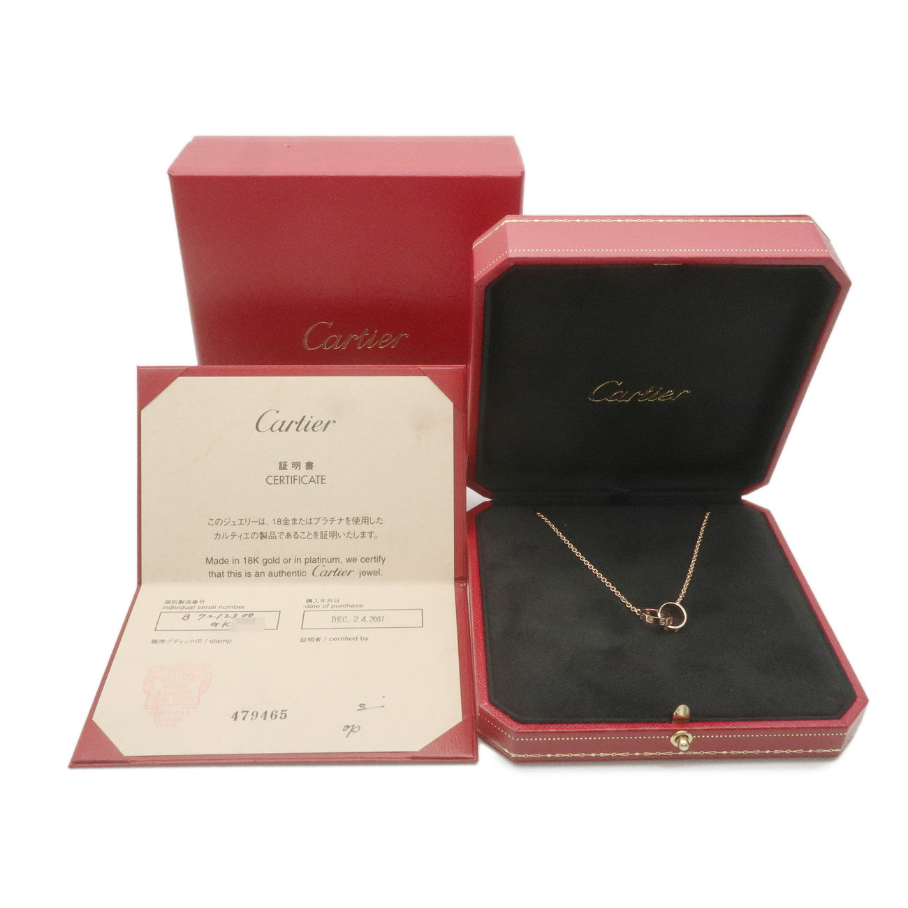 Cartier Baby Love Necklace K18PG 750PG Rose Gold