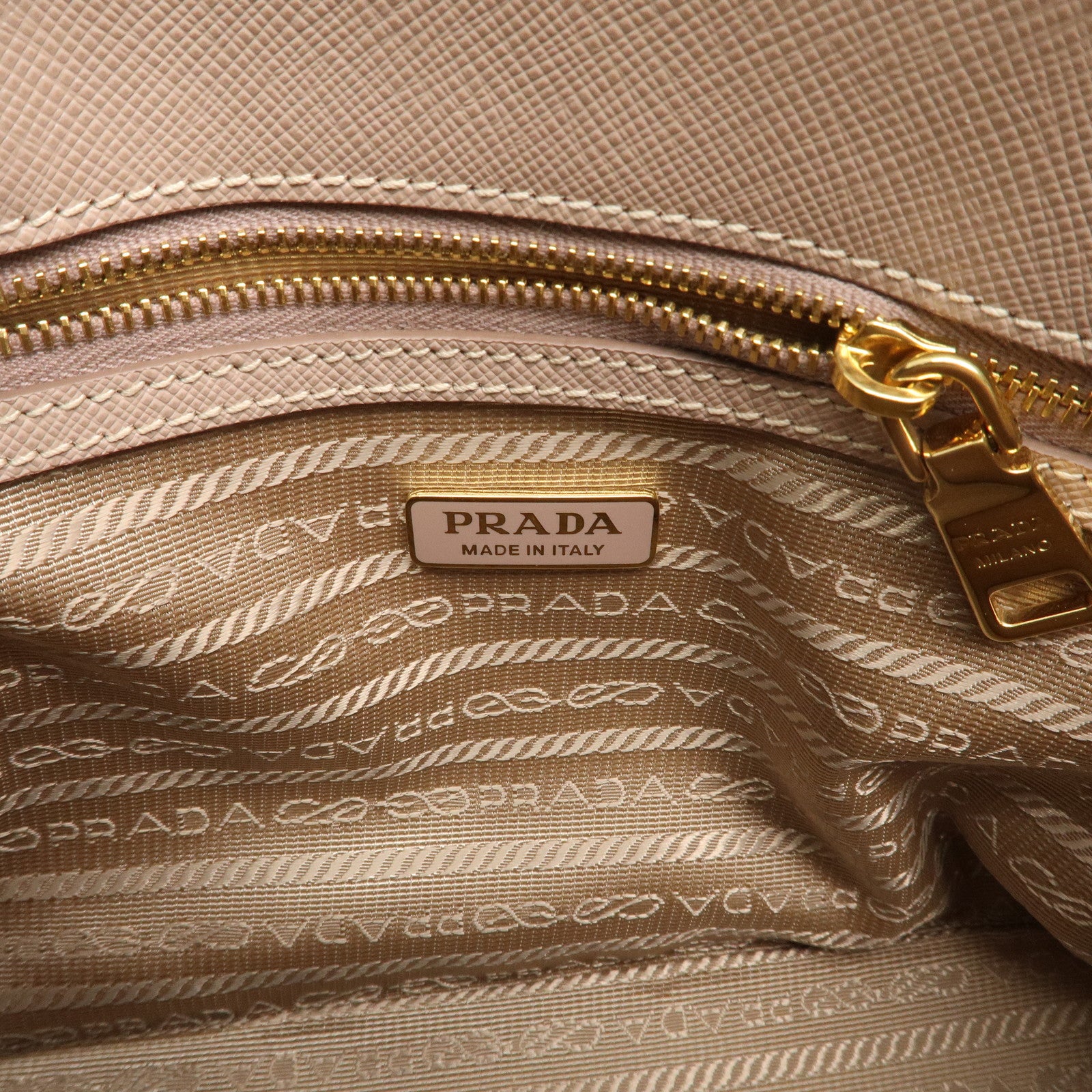 PRADA Leather 2Way Bag Hand Bag Shoulder Bag Pink Beige 1BA143