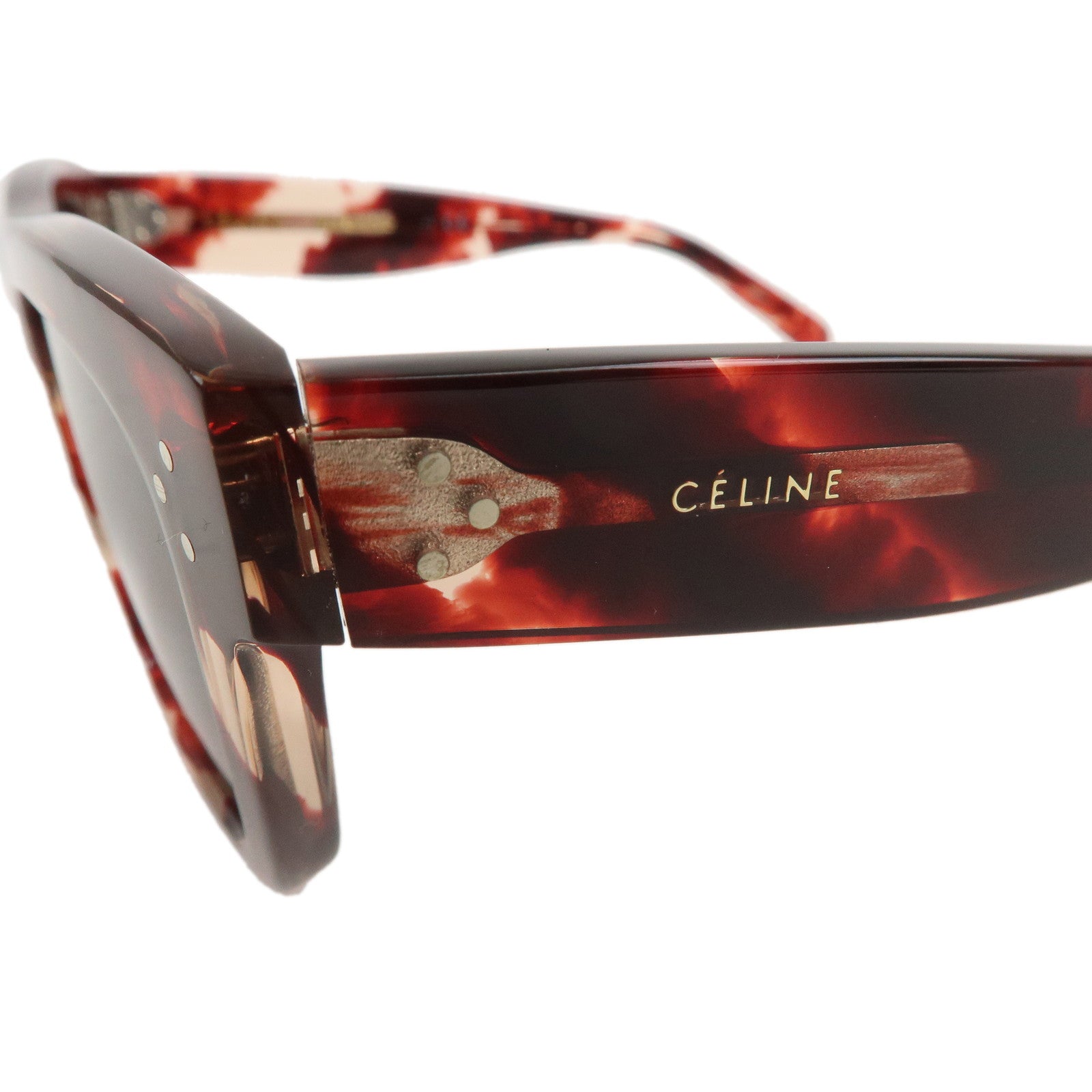 CELINE Plastic Sungrasses Wellington CL400091 51笆｡21 145 Red Brown