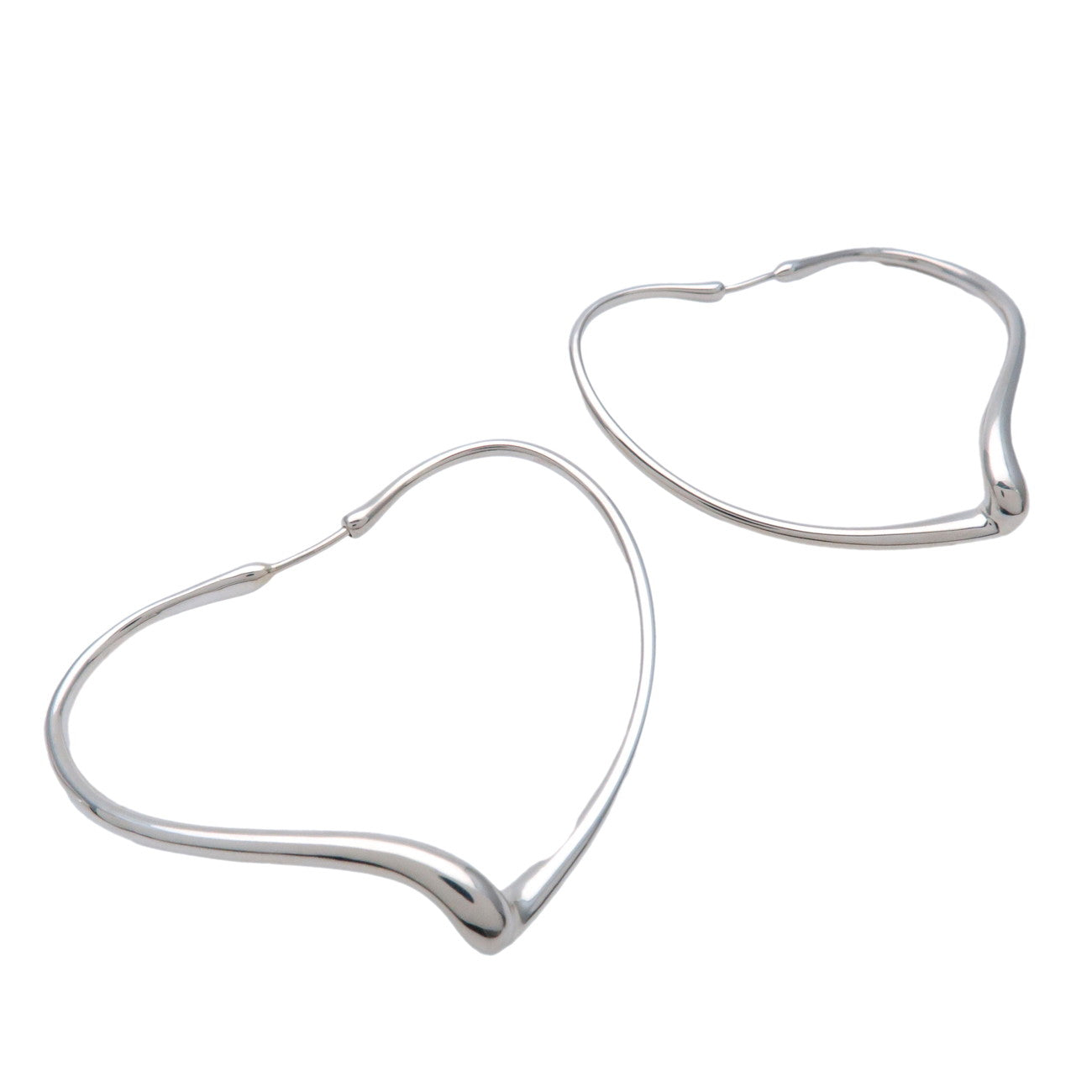 Tiffany&Co. Open Heart Hoop Earrings Medium SV925 Silver