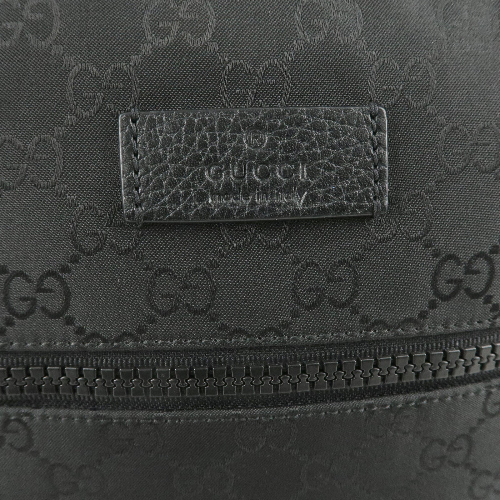 GUCCI Sherry GG Nylon Leather Crossbody Shoulder Bag Black 509639