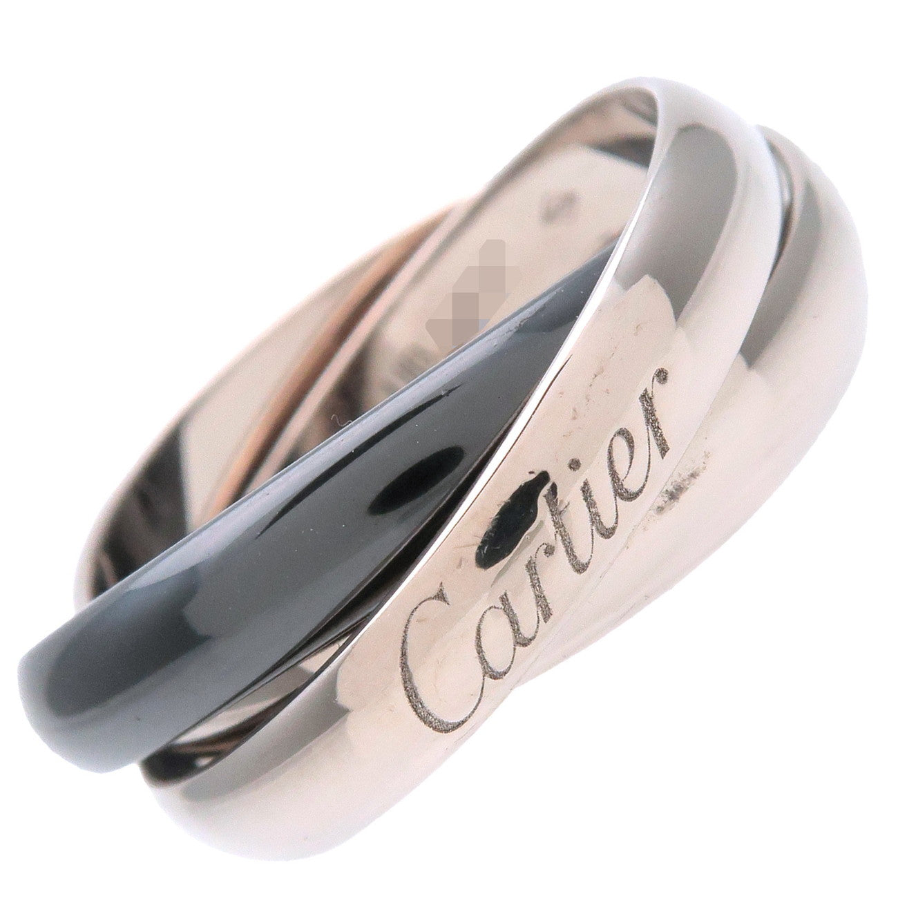 Cartier-Trinity-Ring-Black-Ceramic-#52-K18-750YG/WG/PG-US6-EU52