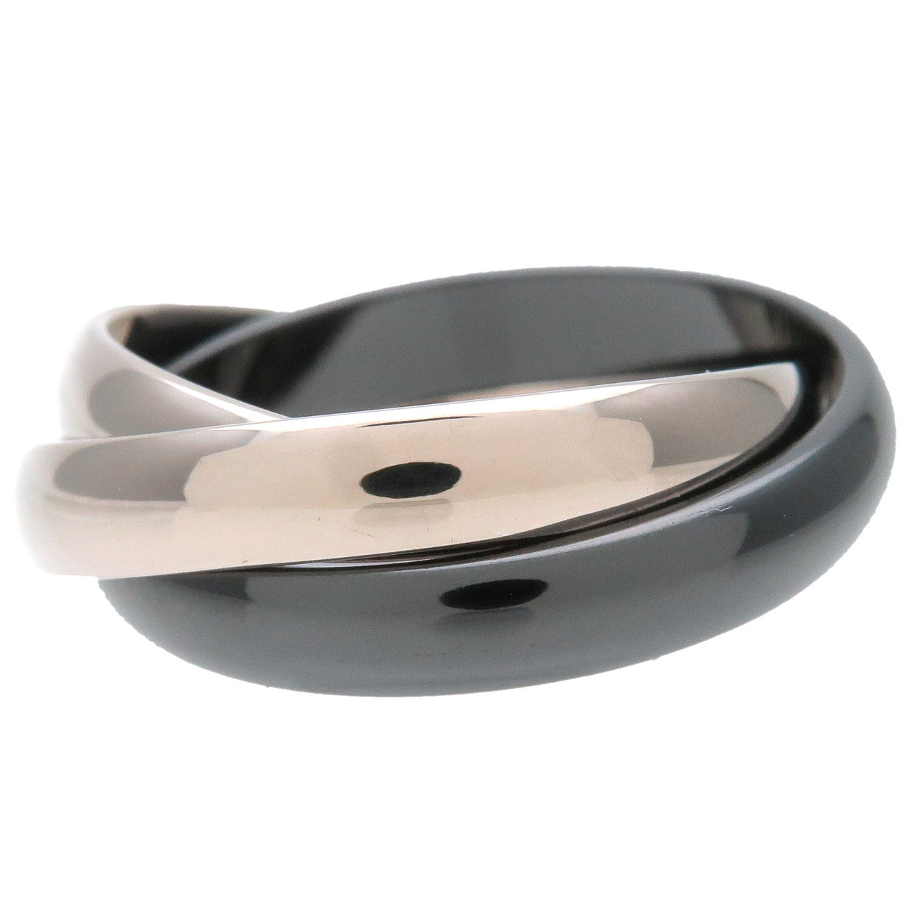 Cartier Trinity Ring Black Ceramic #52 K18 750YG/WG/PG US6 EU52