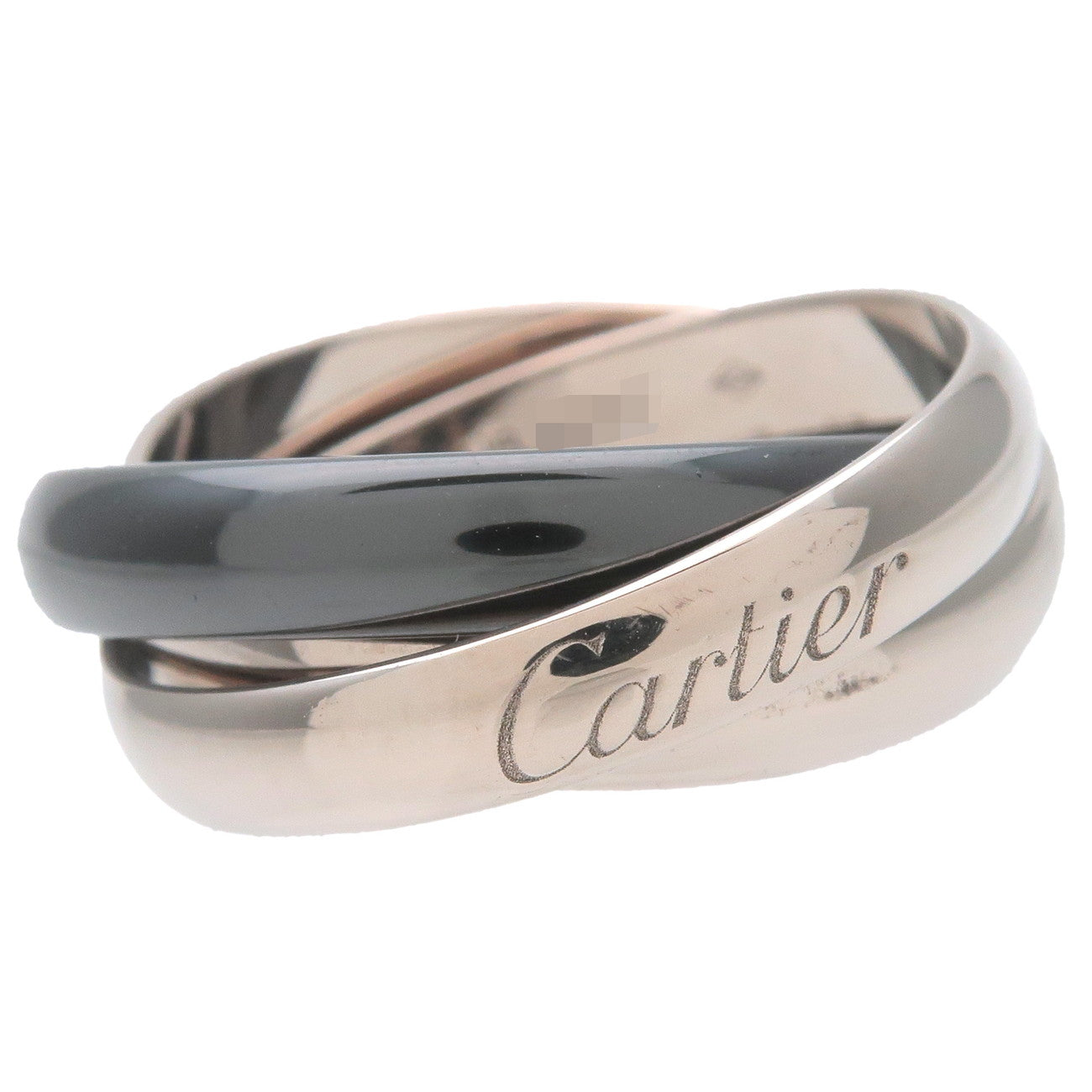 Cartier Trinity Ring Black Ceramic #52 K18 750YG/WG/PG US6 EU52