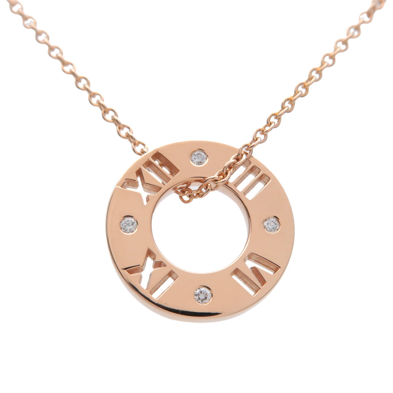 Tiffany&Co.-Pierced-Atlas-4P-Diamond-Necklace-K18-750PG-Rose-Gold