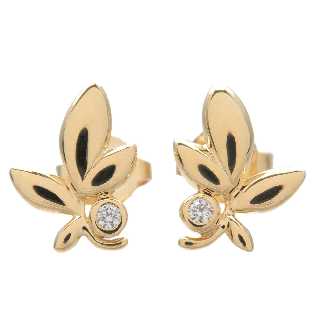 Tiffany&Co.-Olive-Leaf-1P-Diamond-Earring-K18YG-750YG