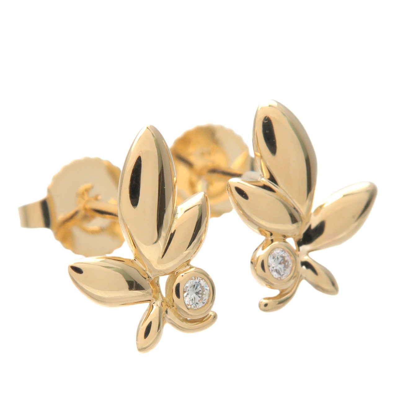 Tiffany&Co. Olive Leaf 1P Diamond Earring K18YG 750YG