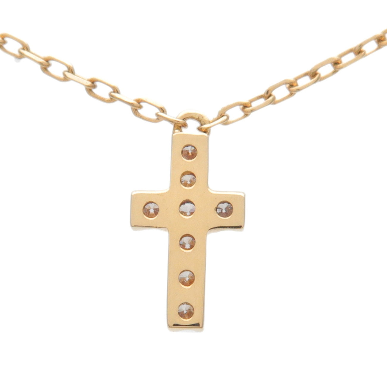 AHKAH Cross Diamond Necklace 0.05ct K18YG 750YG Yellow Gold