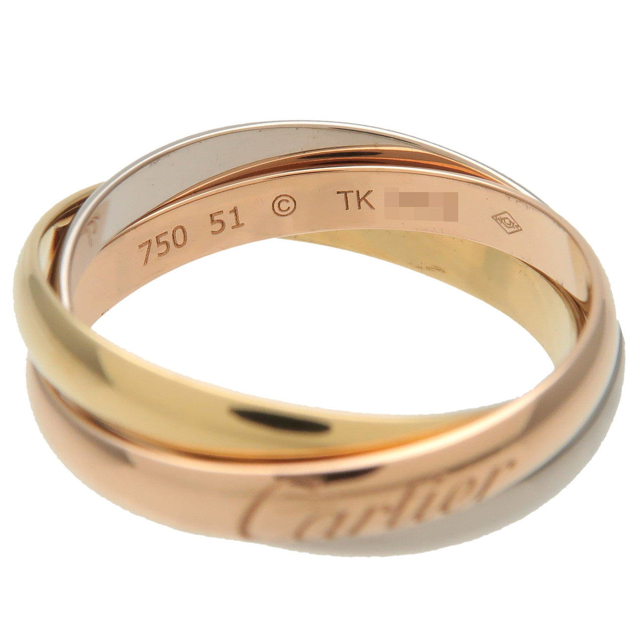 Cartier Trinity Ring SM #51 K18 750YG/WG/PG US6 EU51 HK13