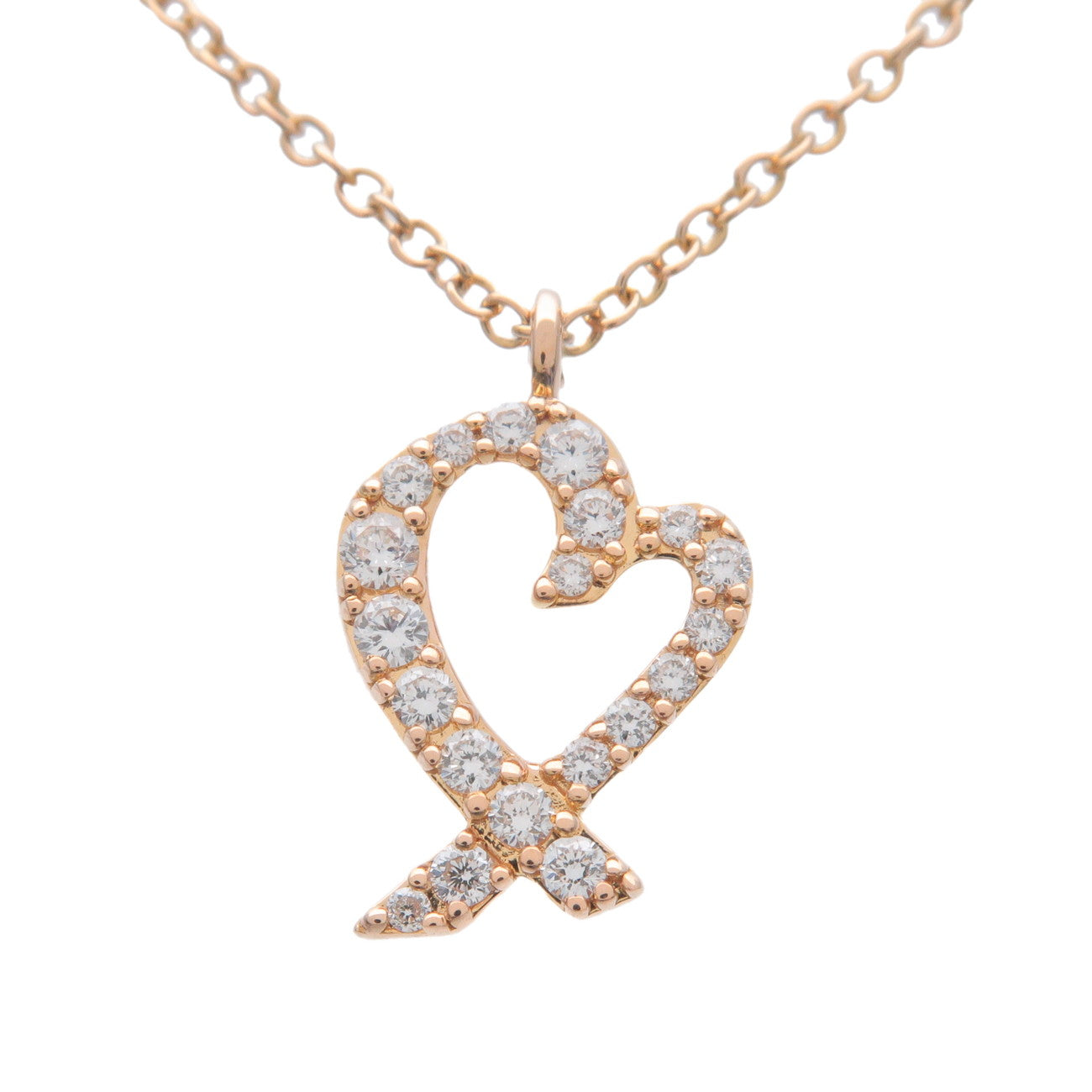 Tiffany&Co.-Loving-Heart-Diamond-Necklace-K18PG-Rose-GoldUsed-F/S