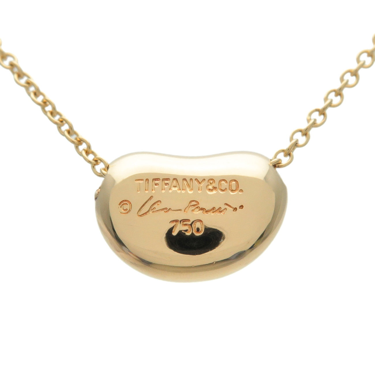 Tiffany&Co. Bean Necklace Small K18YG 750YG Yellow Gold