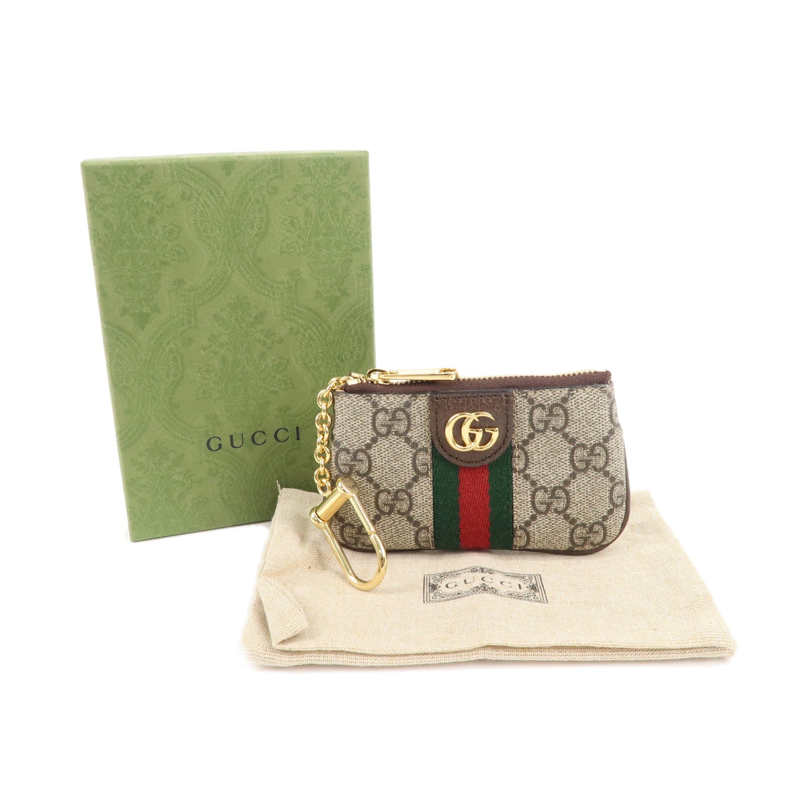 GUCCI Ophidia GG Supreme Coin Case Purse Beige 671722