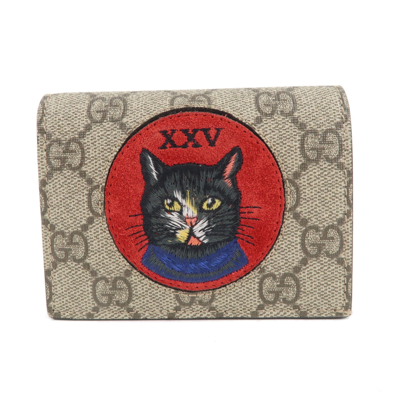 GUCCI-GG-Supreme-Mystic-Cat-Compact-Wallet-Beige-499380