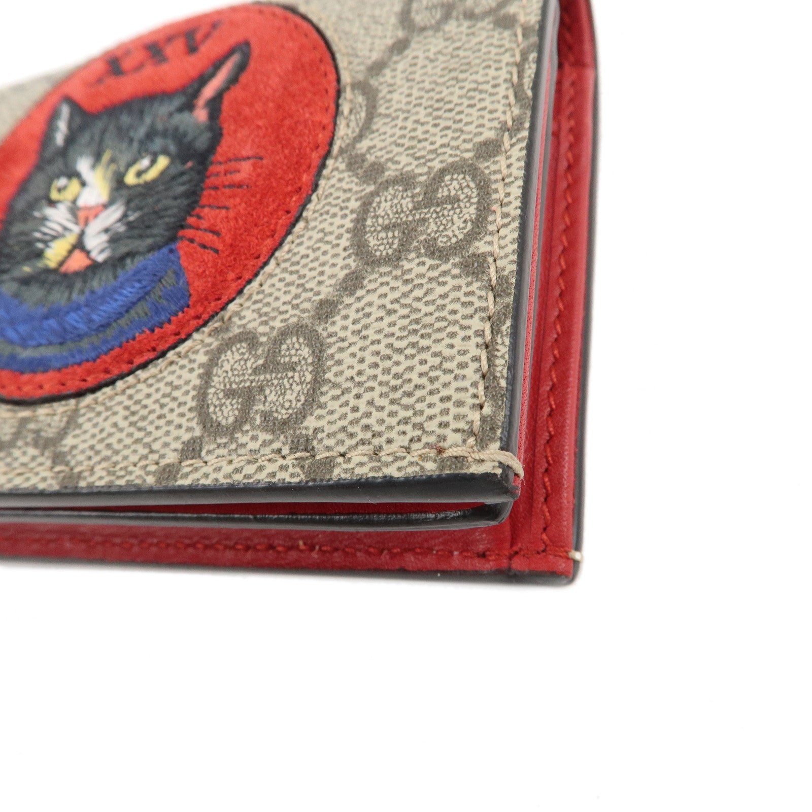 GUCCI GG Supreme Mystic Cat Compact Wallet Beige 499380