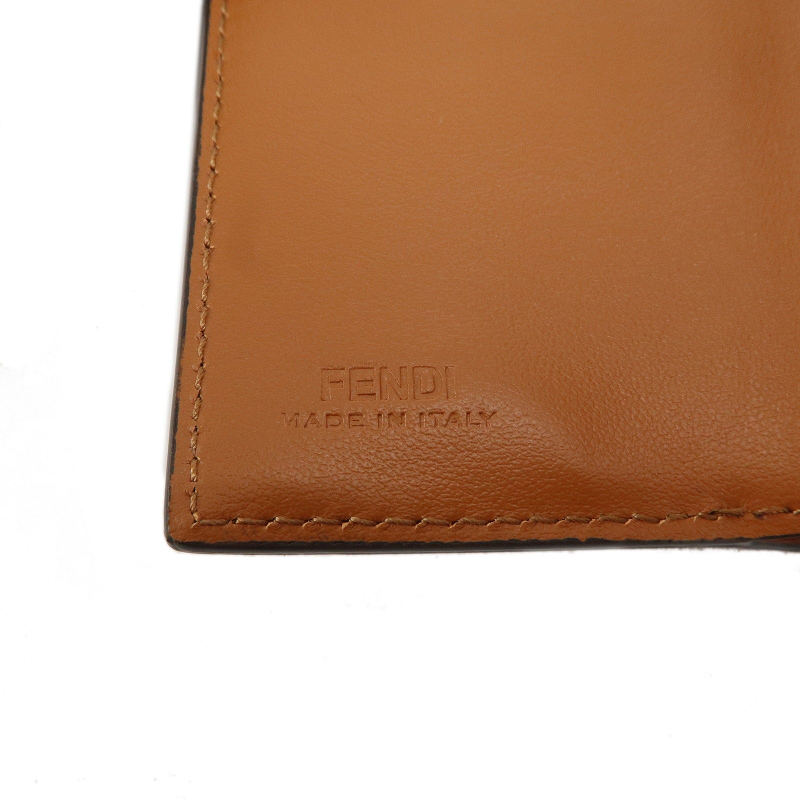 FENDI Roma Leather Micro Tri-fold Wallet Brown 8M0395