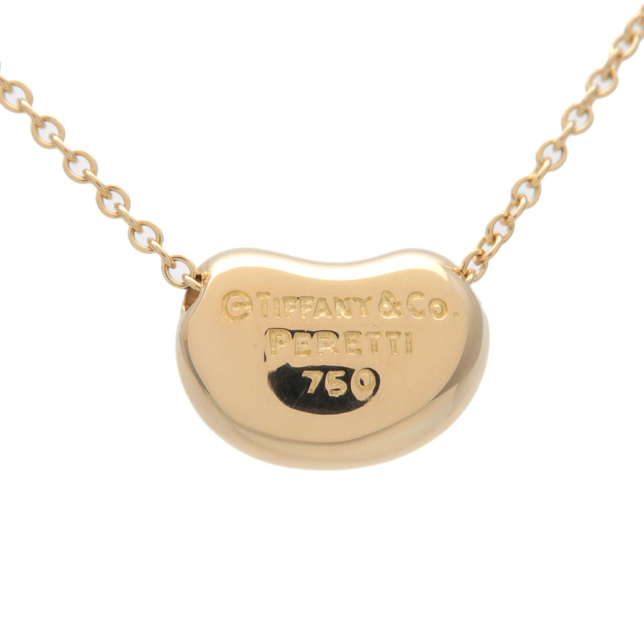 Tiffany&Co. Bean Charm Necklace Small K18YG 750YG Yellow Gold