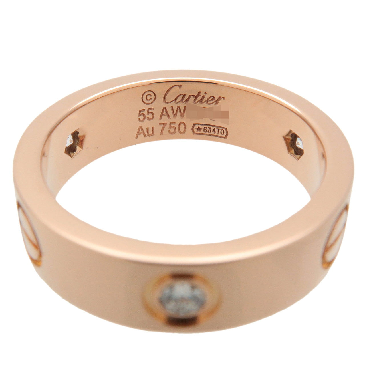 Cartier Love Ring Half Diamond K18PG 750PG Rose Gold #55 US7-7.5