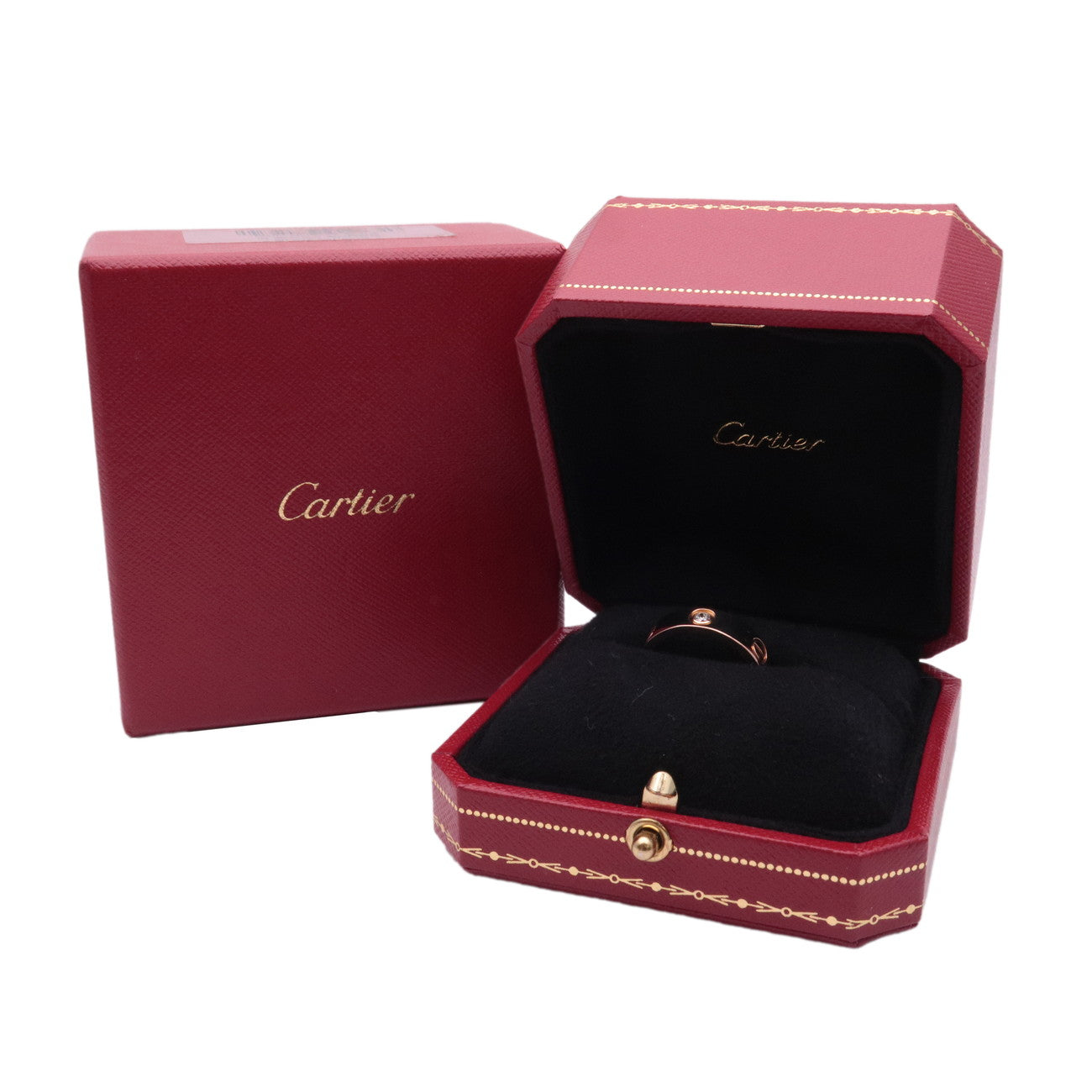 Cartier Love Ring Half Diamond K18PG 750PG Rose Gold #55 US7-7.5