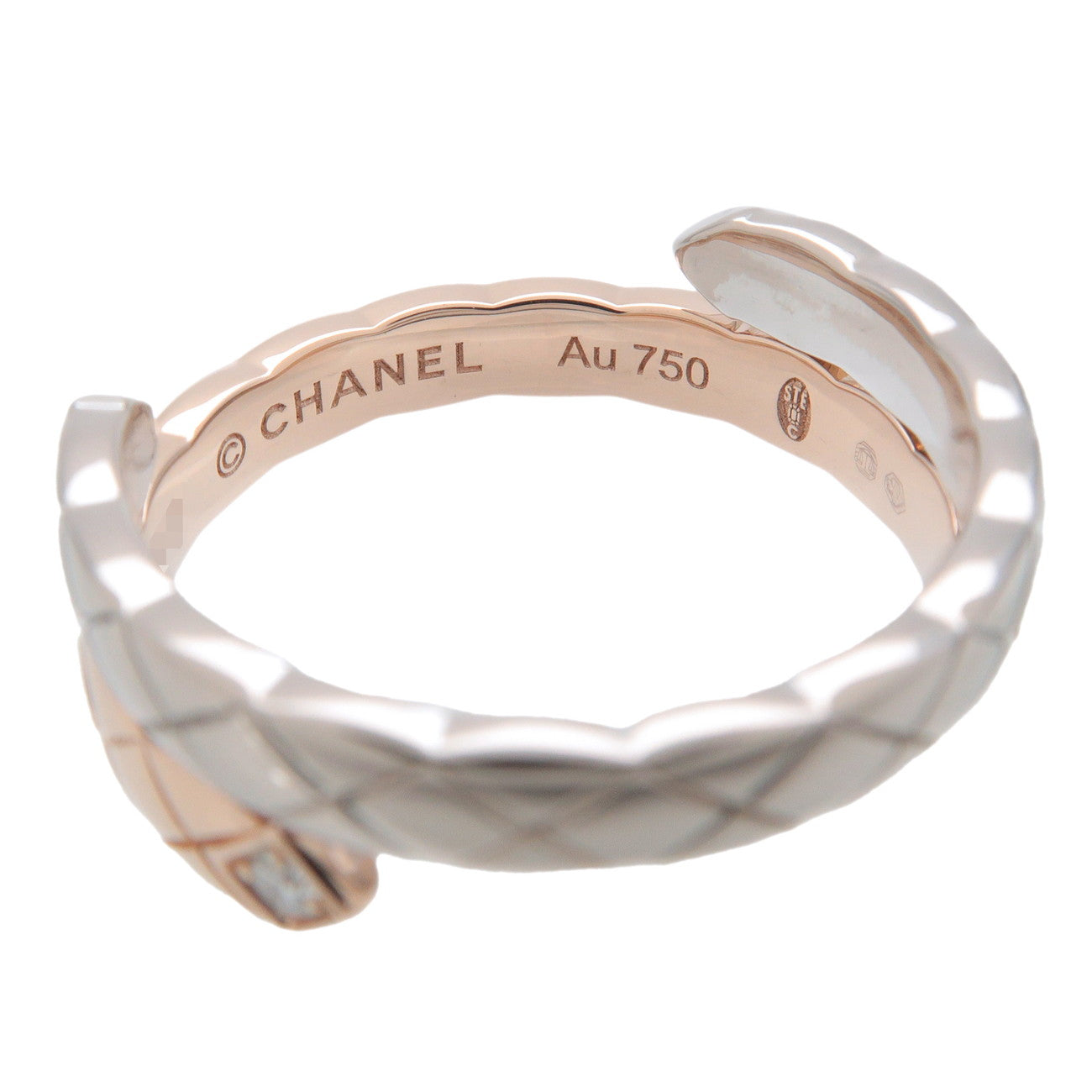 CHANEL COCO Crush Ring 2P Diamond K18 750PG/WG #52 US6-6.5 J11971