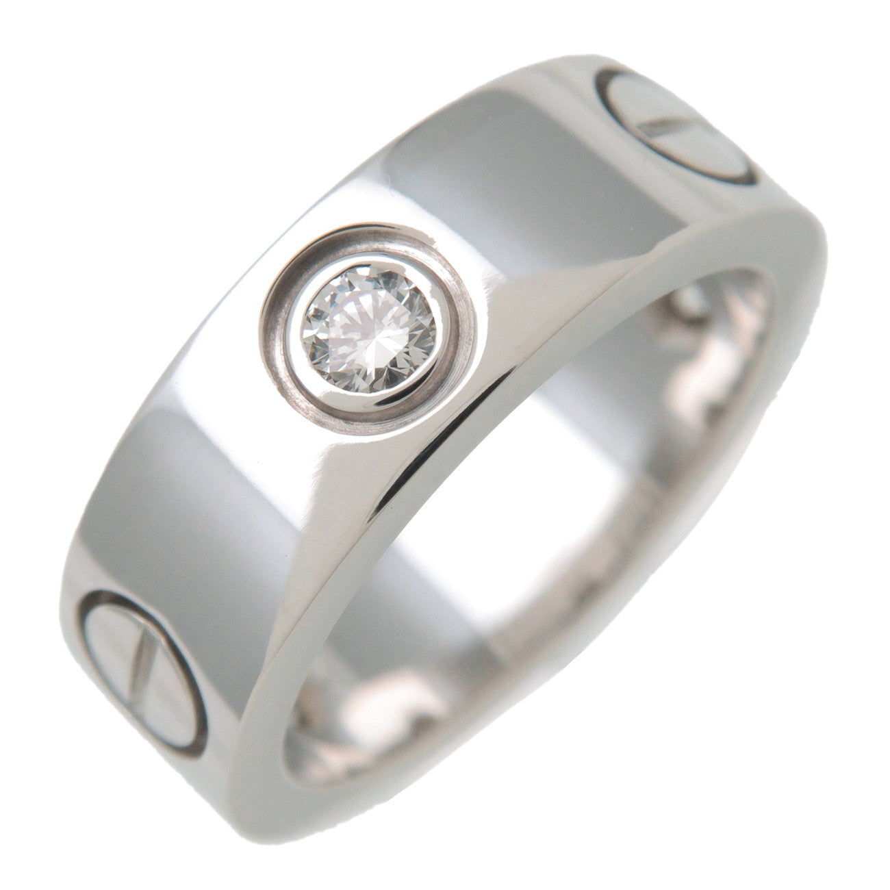 Cartier-Love-Ring-Half-Diamond-K18-750-White-Gold-#46-US3.5-4